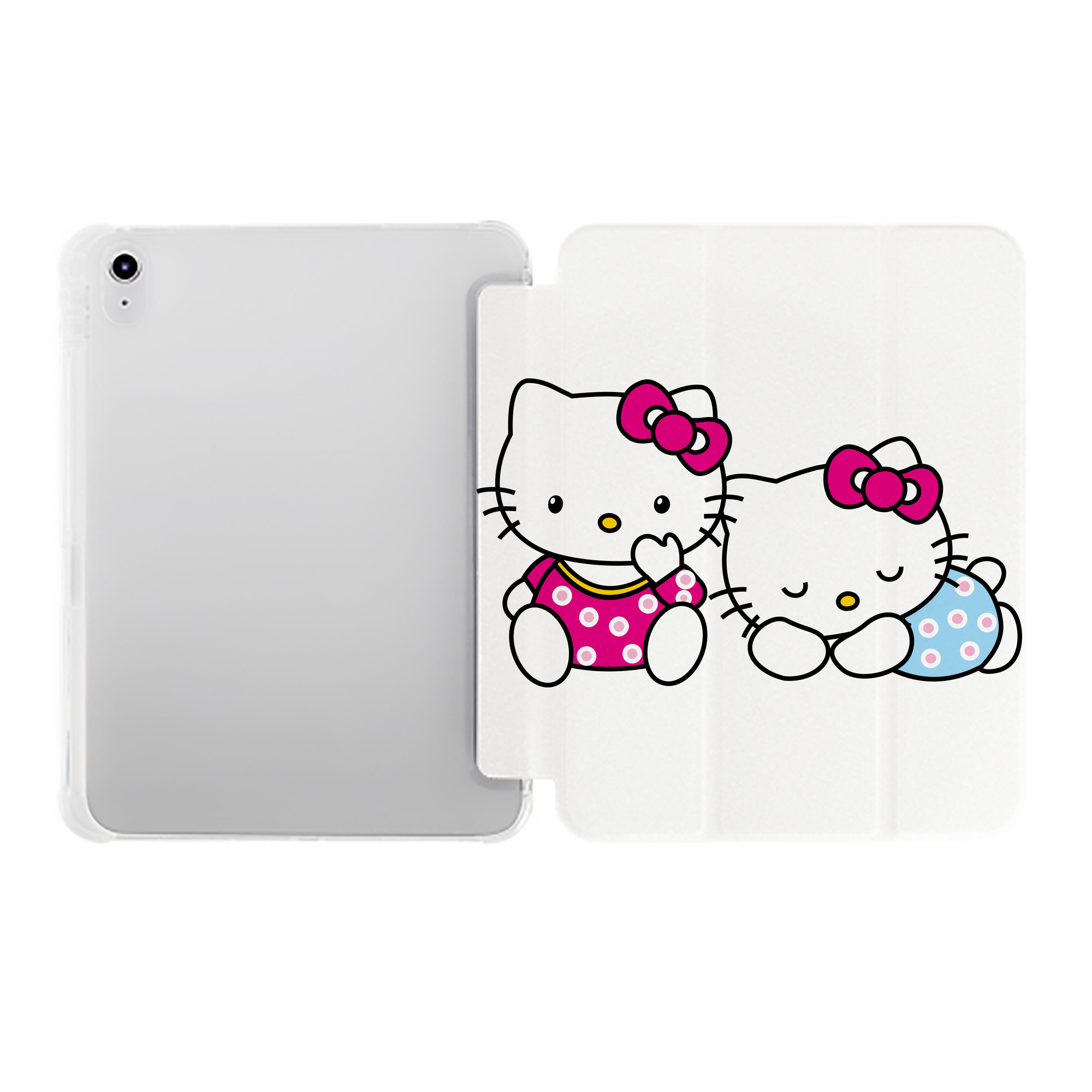（画像用） Hello Kitty ハローキティ IPad ケース ペン収納付き 三つ折りスタンド PUレザー×シリコン 対応機種9.5/10.5/10.9インチ